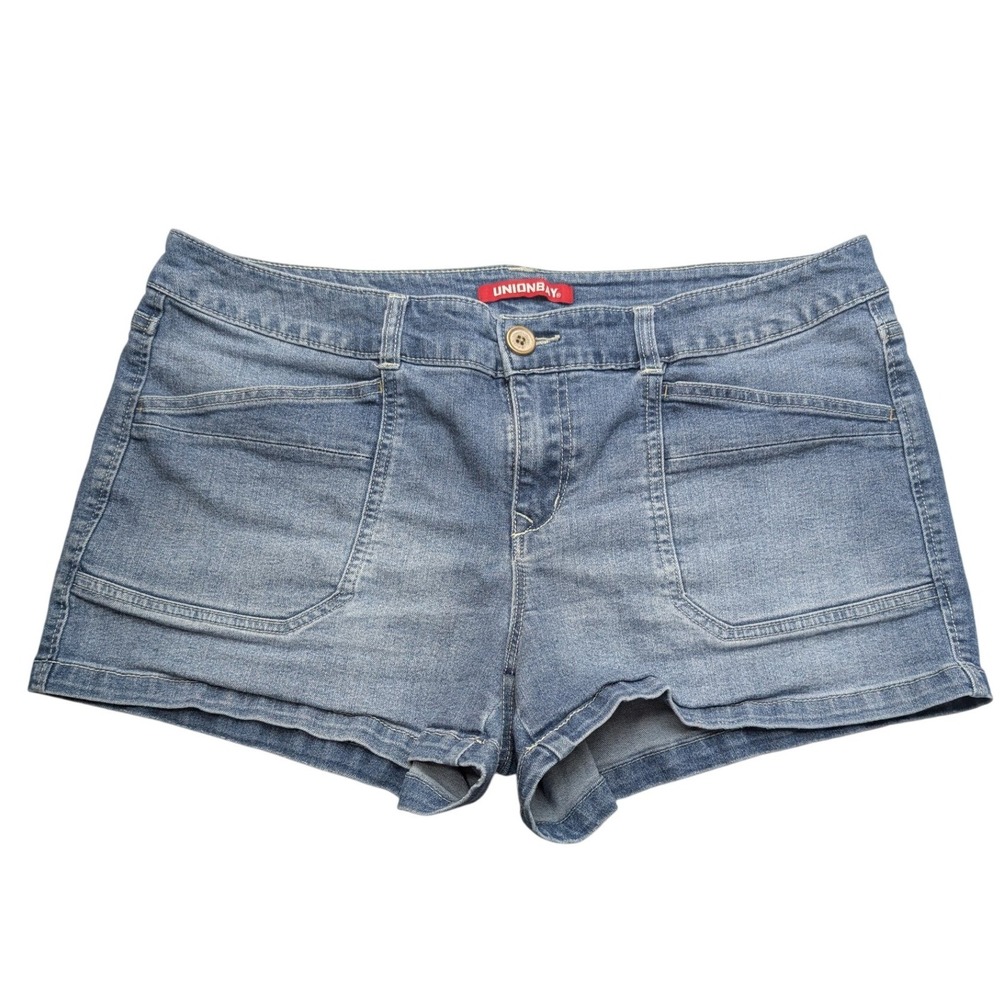 Unionbay Denim Shorts Women 15 32W‎ Blue Medium Wash Stretch Utility Pockets